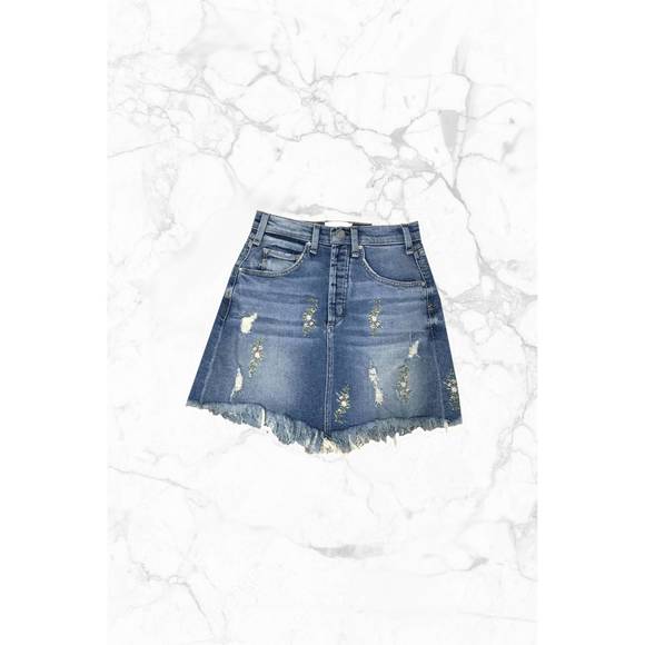 NEW MCGUIRE izabel high rise mini skirt w/ embroidery in highgarden - Picture 1 of 1